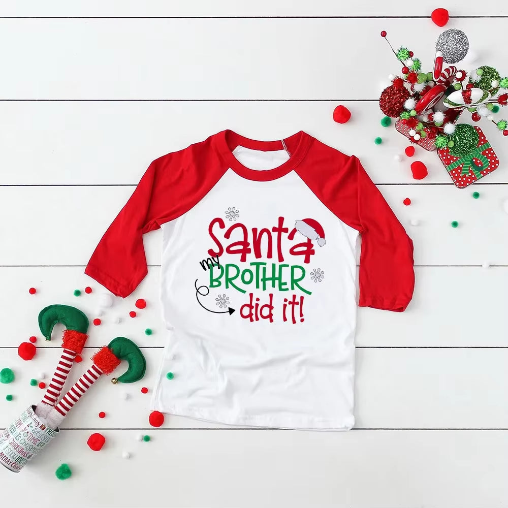 Toddler Christmas Shirt Boys Christmas Shirt Christmas Raglan Funny Long Sleeve Shirt Kids Boys Girls Unisex Holiday Clothes