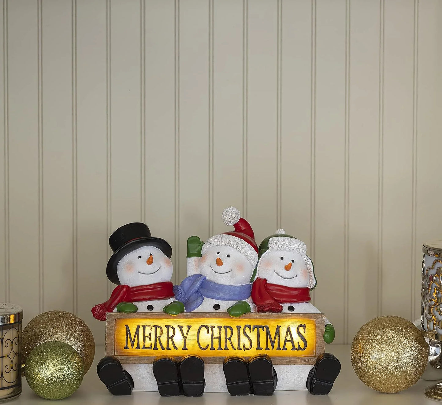 Enchanting LED Snowman Trio - Festive Christmas Decorations to Brighten Your Holiday Spirit