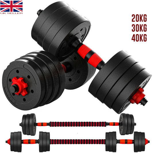 15/20/30/40 Kg Dumbbell Barbell Weight Set Pair Hand Weights Gym Fitness Workout