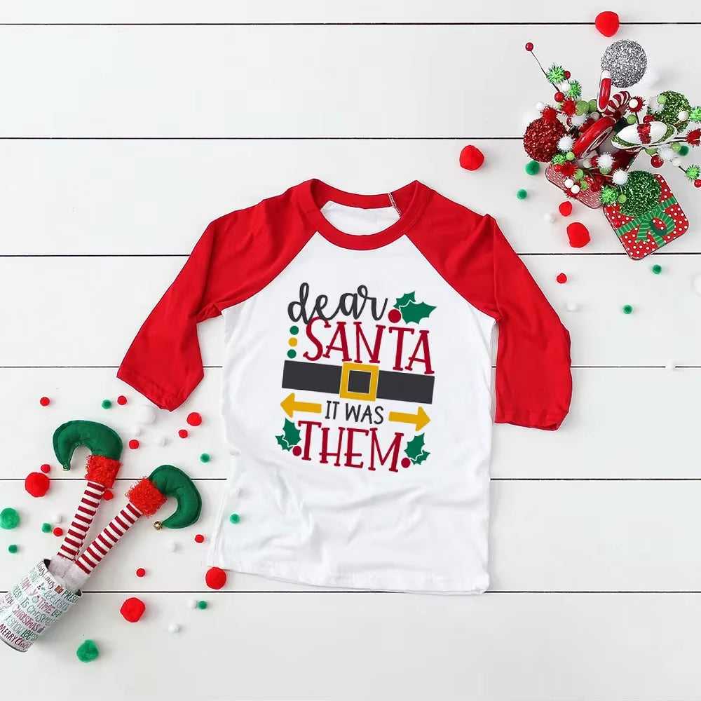 Toddler Christmas Shirt Boys Christmas Shirt Christmas Raglan Funny Long Sleeve Shirt Kids Boys Girls Unisex Holiday Clothes