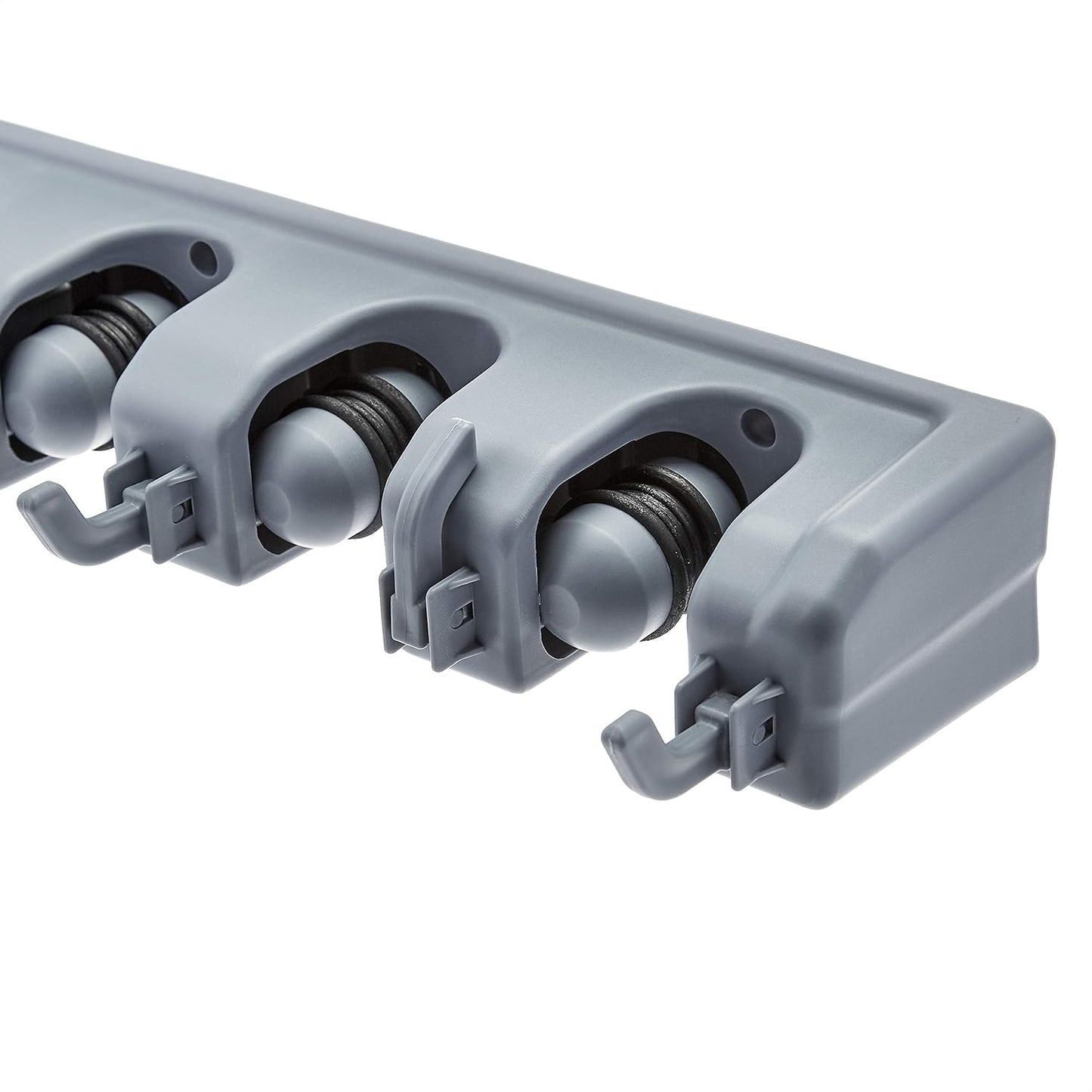 Amazon Basics Rectangular Wall Mount Broom Holder and Garden Tool Organizer, 6 Hook and 5 Slot, 43 X 8.5 X 6.2 Cm, Gray