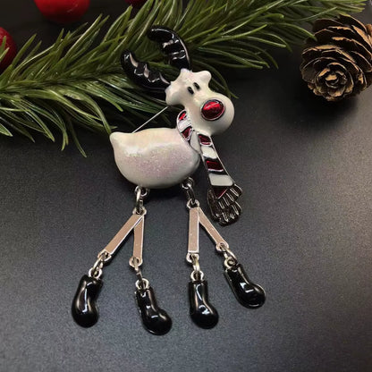 Classic Fashion Christmas Brooches Fun Cute Christmas T-Shirt Reindeer Girl Brooch Christmas Gift