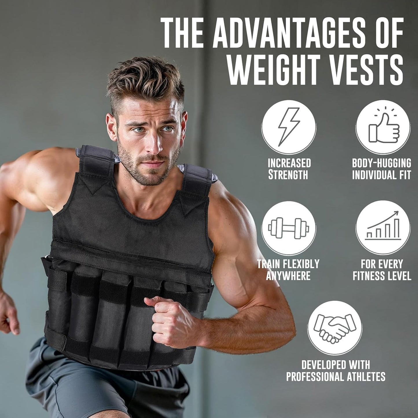 5-20 Kg Weighted Vest Gym Running Fitness Sports Training Weight Loss Jacket UK