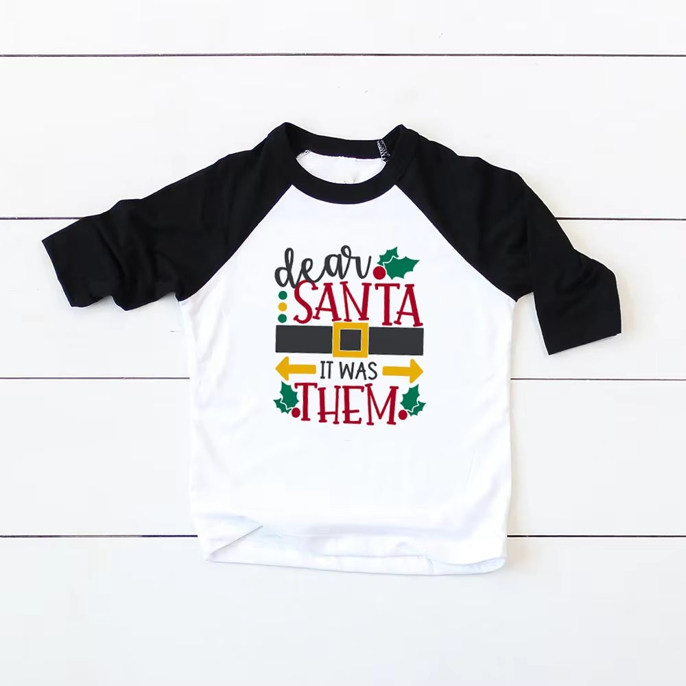 Toddler Christmas Shirt Boys Christmas Shirt Christmas Raglan Funny Long Sleeve Shirt Kids Boys Girls Unisex Holiday Clothes