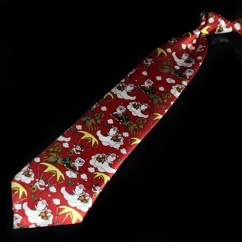 Novelty Design Christmas Ties Red Good Quality Printed Necktie Halloween Christmas Tree Snowman Elk Tie for Men Christmas Gift
