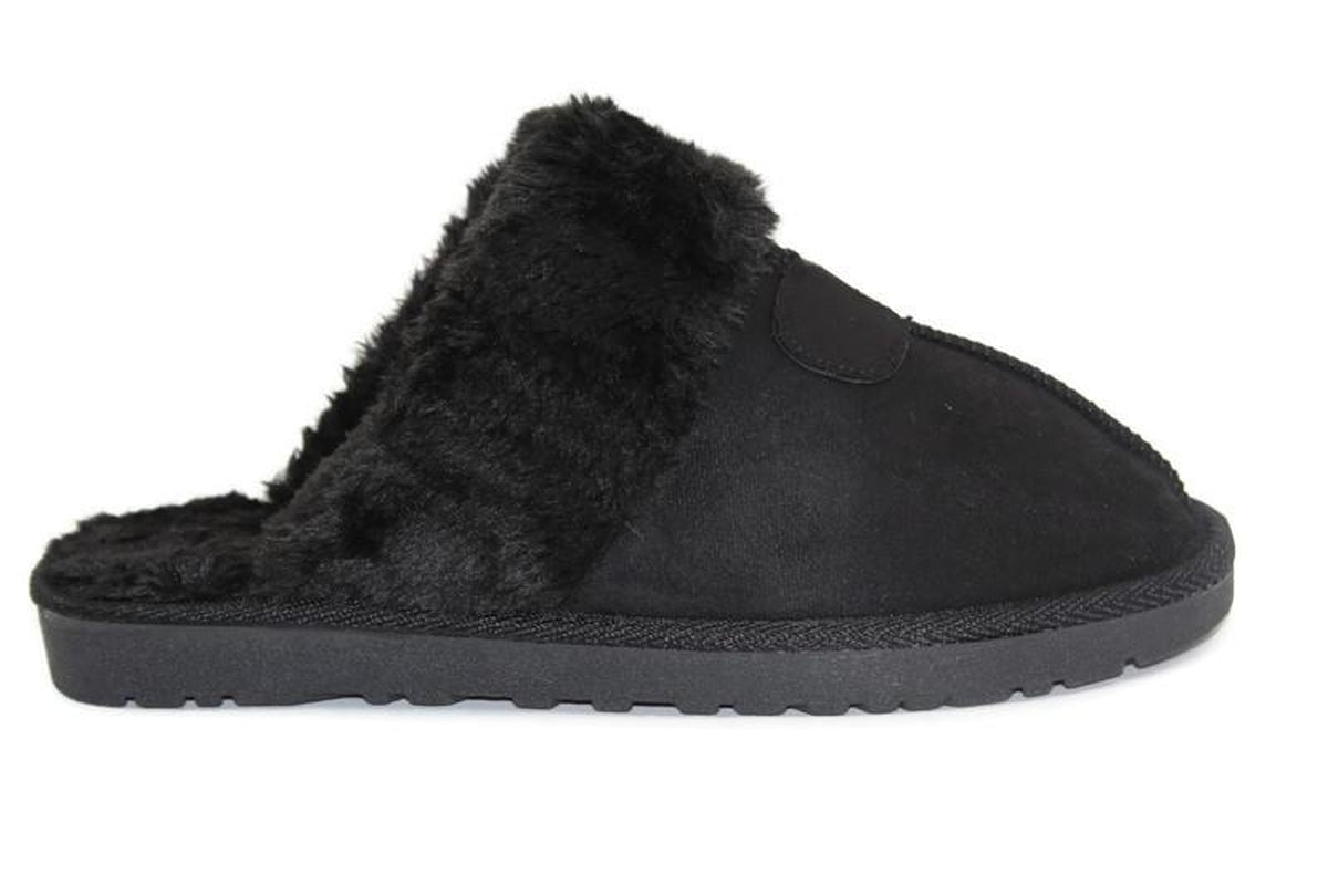 WOMENS LADIES FAUX FUR LINED SLIP on COMFY WARM WINTER SLIPPERS MULES SHOES