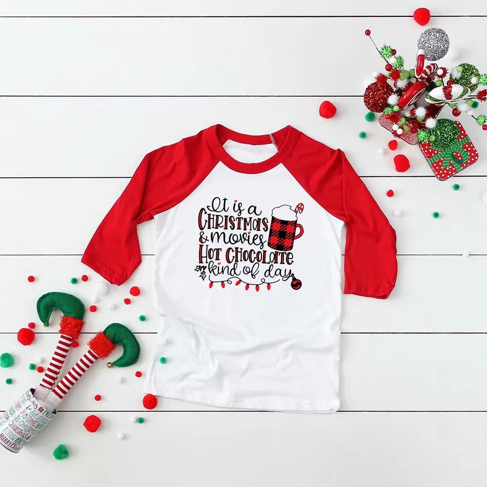 Toddler Christmas Shirt Boys Christmas Shirt Christmas Raglan Funny Long Sleeve Shirt Kids Boys Girls Unisex Holiday Clothes