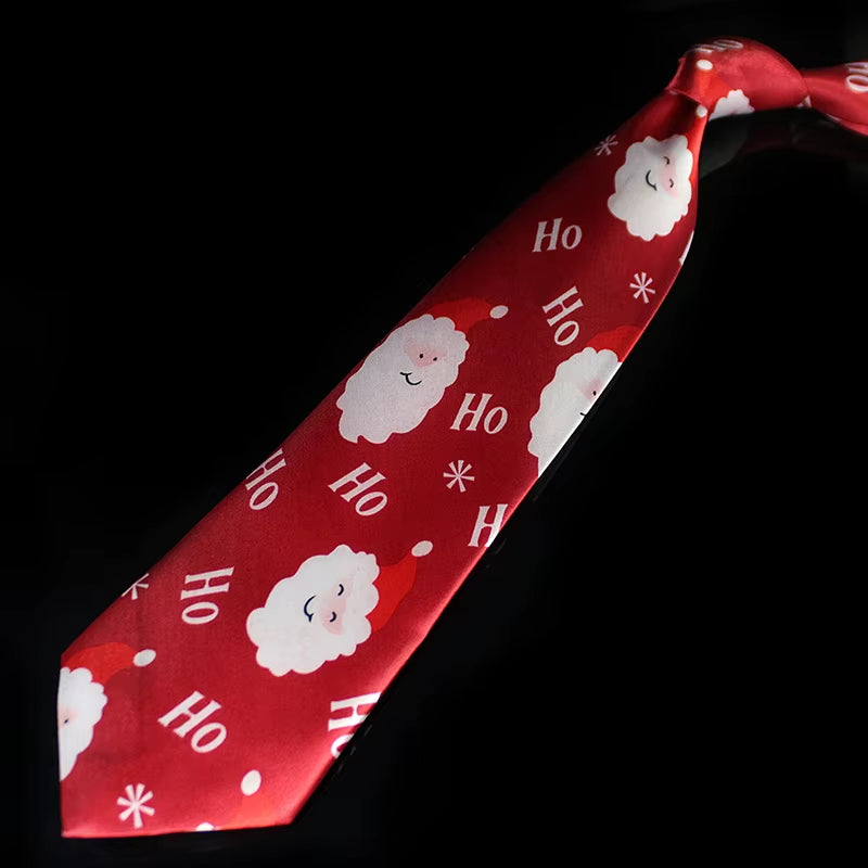 Novelty Design Christmas Ties Red Good Quality Printed Necktie Halloween Christmas Tree Snowman Elk Tie for Men Christmas Gift