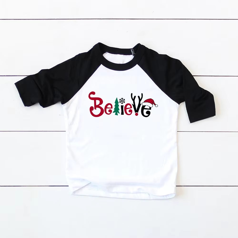 Toddler Christmas Shirt Boys Christmas Shirt Christmas Raglan Funny Long Sleeve Shirt Kids Boys Girls Unisex Holiday Clothes