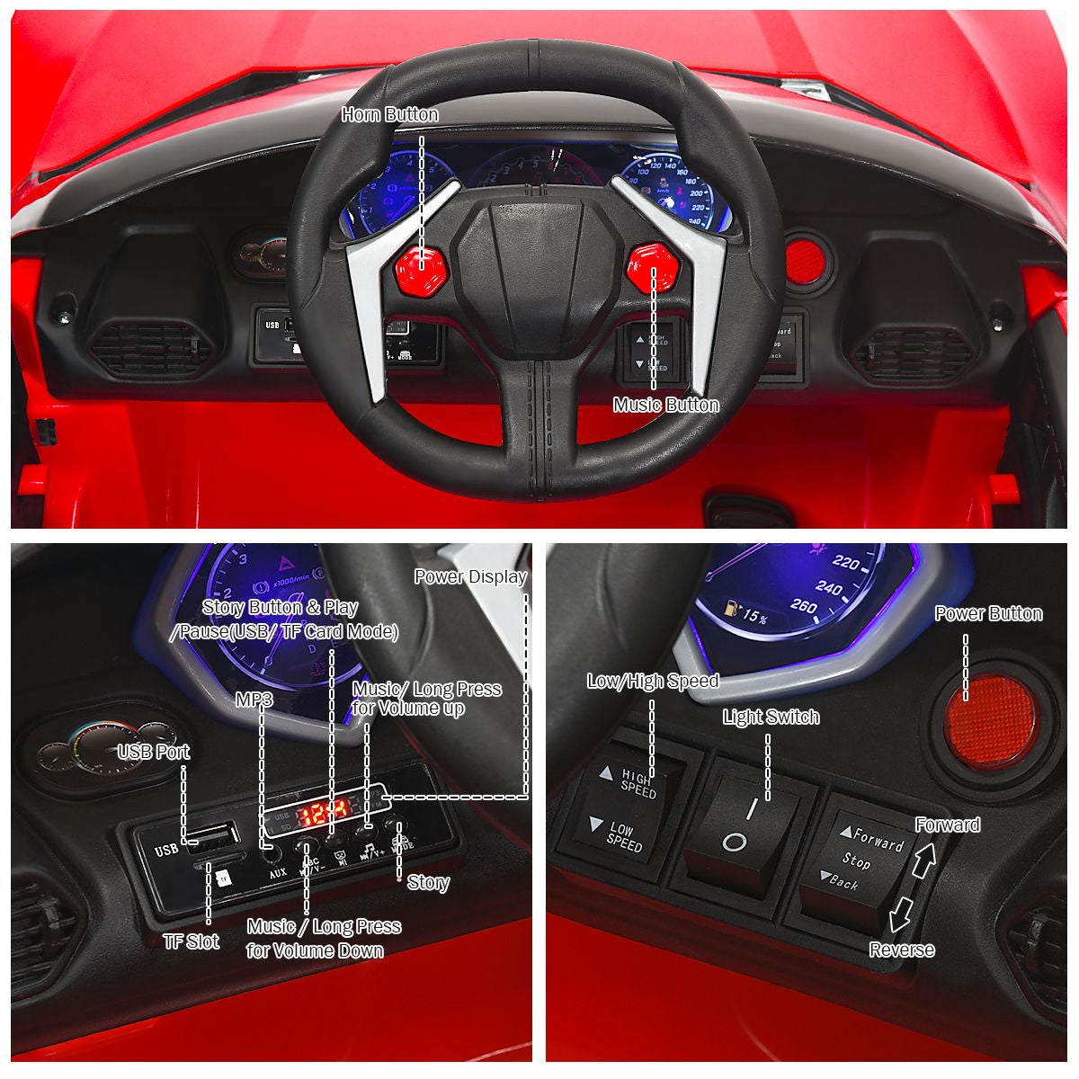 12V Electric Kids Car Wth 2.4G Remote Control and Spring Suspension