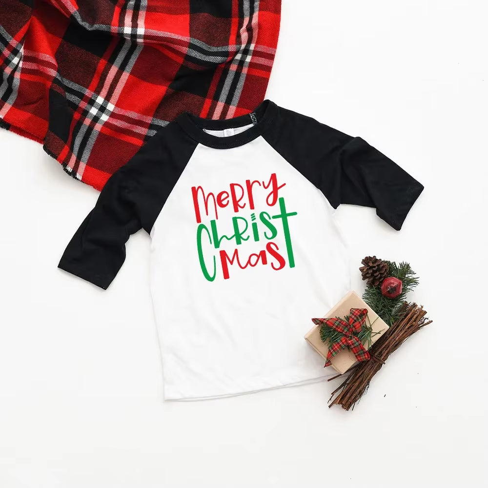 Toddler Christmas Shirt Boys Christmas Shirt Christmas Raglan Funny Long Sleeve Shirt Kids Boys Girls Unisex Holiday Clothes