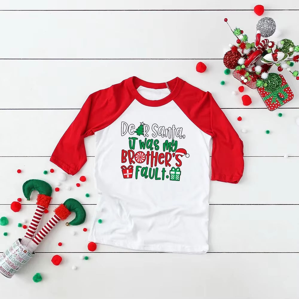 Toddler Christmas Shirt Boys Christmas Shirt Christmas Raglan Funny Long Sleeve Shirt Kids Boys Girls Unisex Holiday Clothes