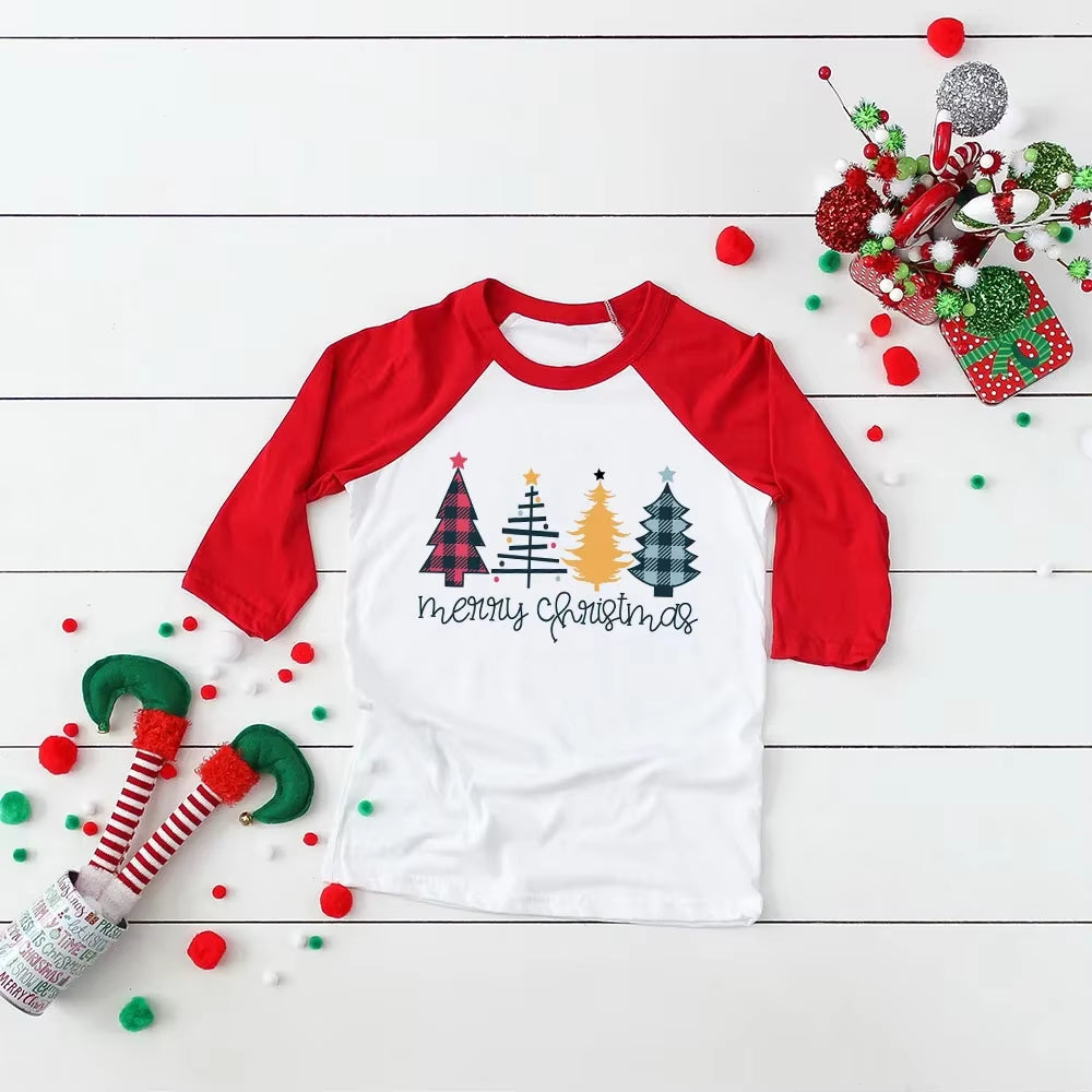 Toddler Christmas Shirt Boys Christmas Shirt Christmas Raglan Funny Long Sleeve Shirt Kids Boys Girls Unisex Holiday Clothes