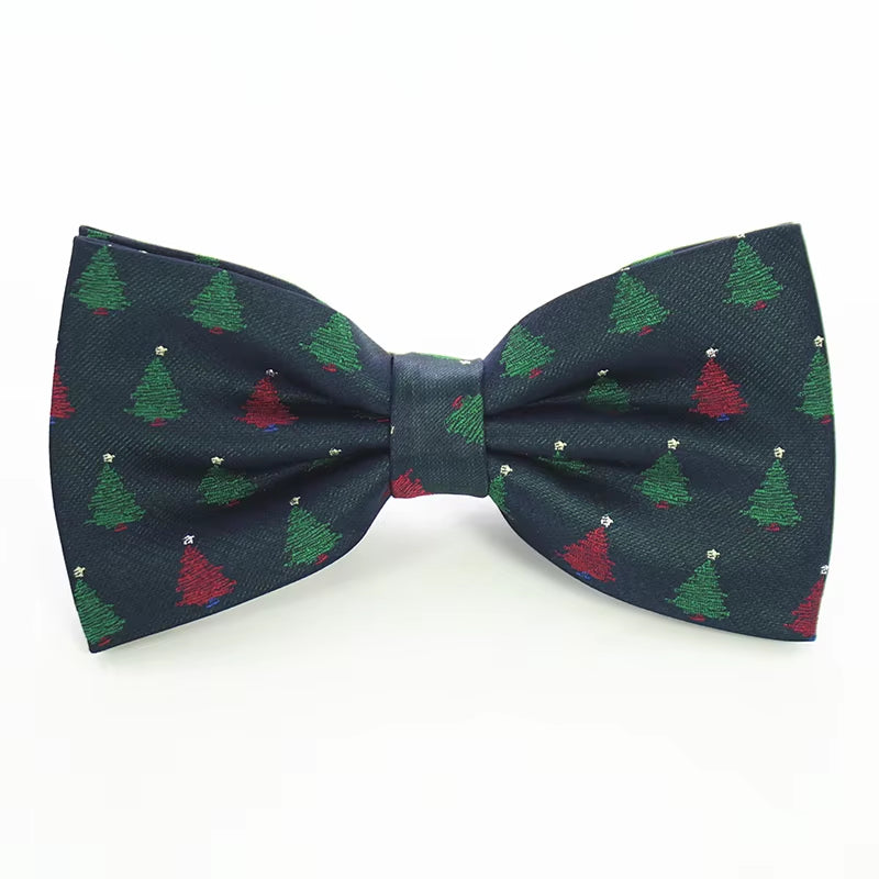 Christmas Bow Ties for Mens Shirt Snowflake Christmas Tree Pattern Men Silk Bow Tie Christmas Party Gift