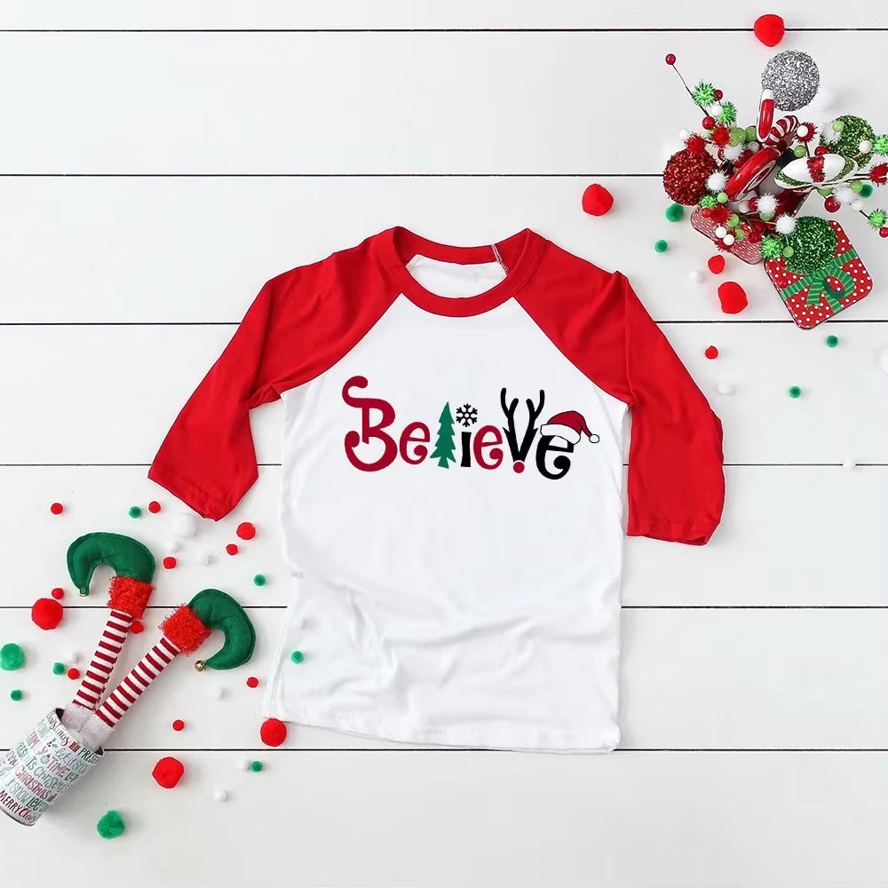 Toddler Christmas Shirt Boys Christmas Shirt Christmas Raglan Funny Long Sleeve Shirt Kids Boys Girls Unisex Holiday Clothes