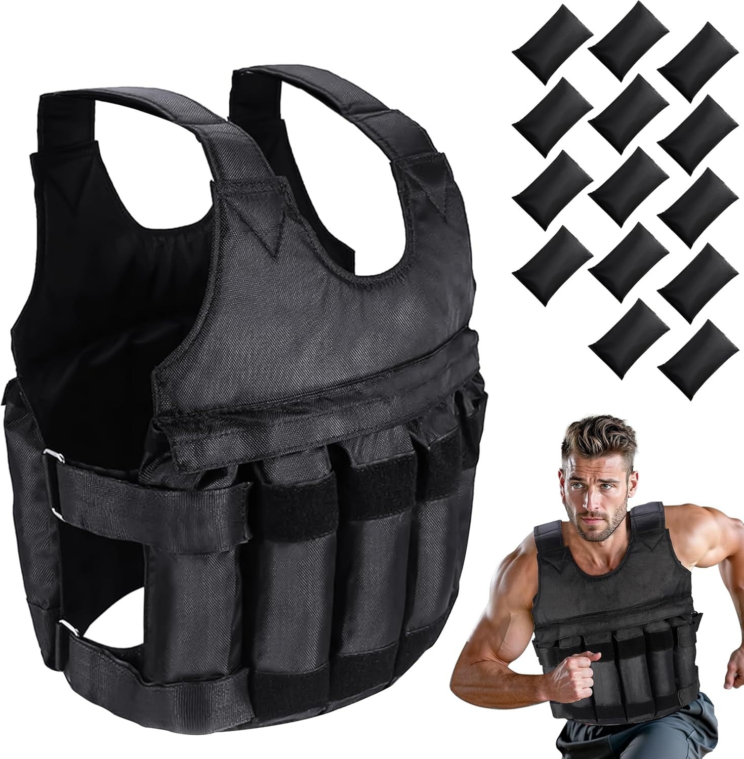5-20 Kg Weighted Vest Gym Running Fitness Sports Training Weight Loss Jacket UK