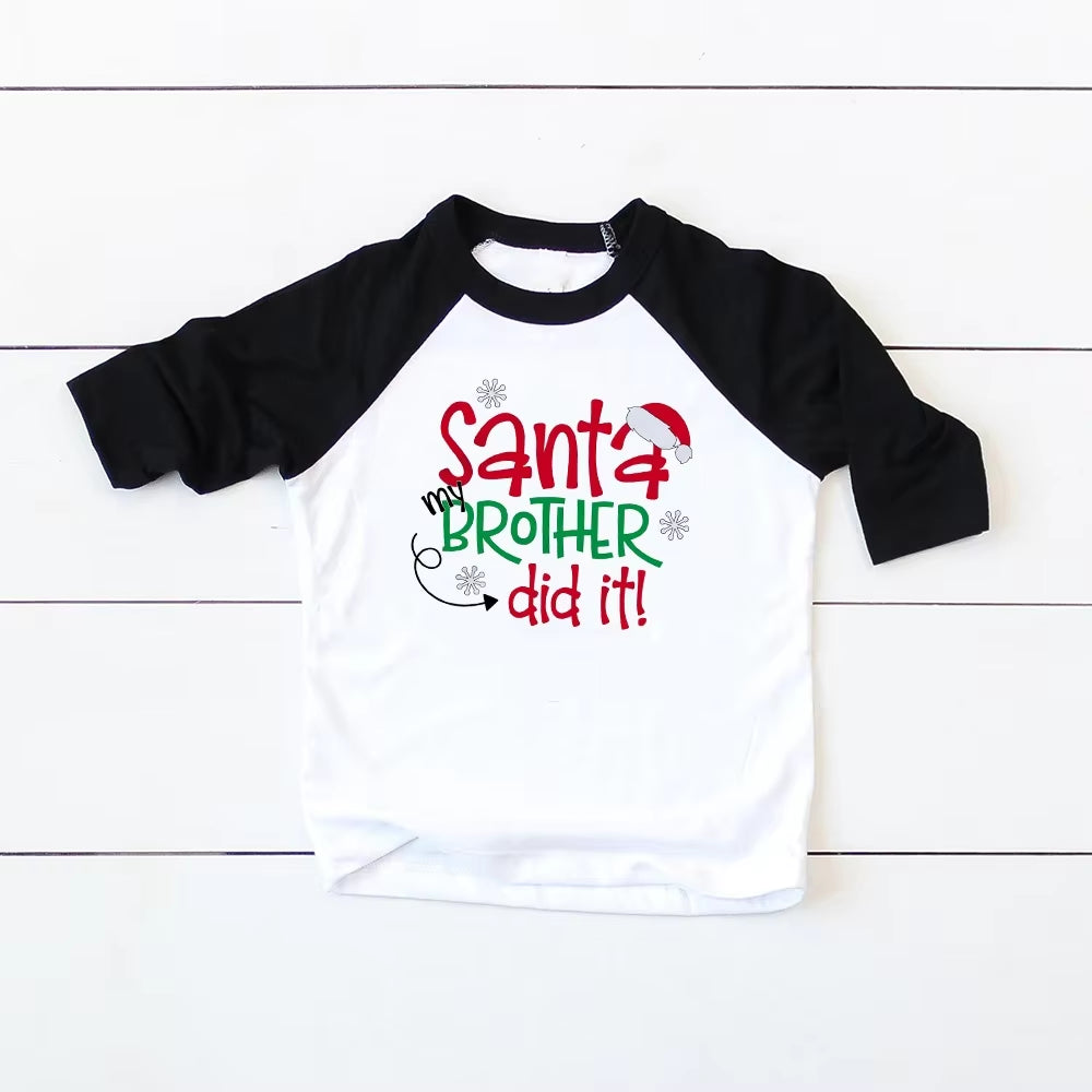 Toddler Christmas Shirt Boys Christmas Shirt Christmas Raglan Funny Long Sleeve Shirt Kids Boys Girls Unisex Holiday Clothes