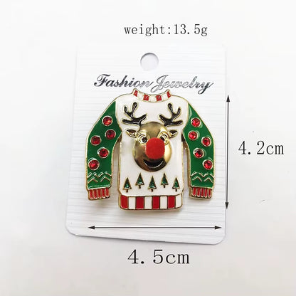 Classic Fashion Christmas Brooches Fun Cute Christmas T-Shirt Reindeer Girl Brooch Christmas Gift