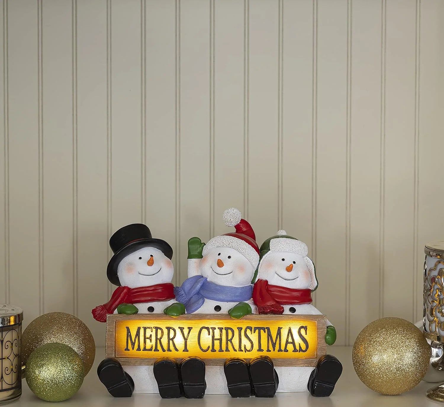 Enchanting LED Snowman Trio - Festive Christmas Decorations to Brighten Your Holiday Spirit