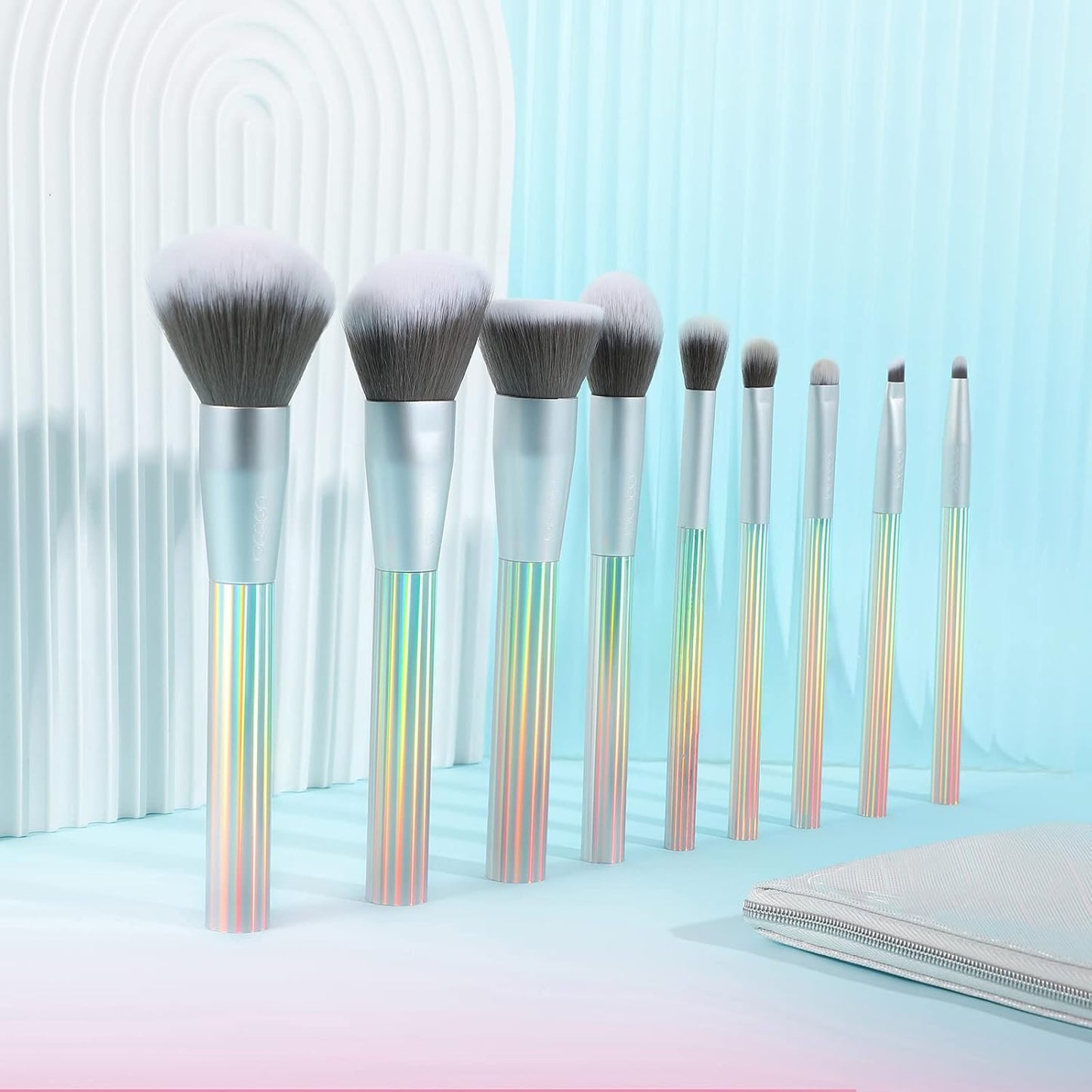 Makeup Brushes  9 Pcs AURORA Makeup Brush Set with Gift Bag Premium Gift Synthetic Kabuki Foundation Blending Face Powder Blush Concealers Eyeshadow Make up Brushes