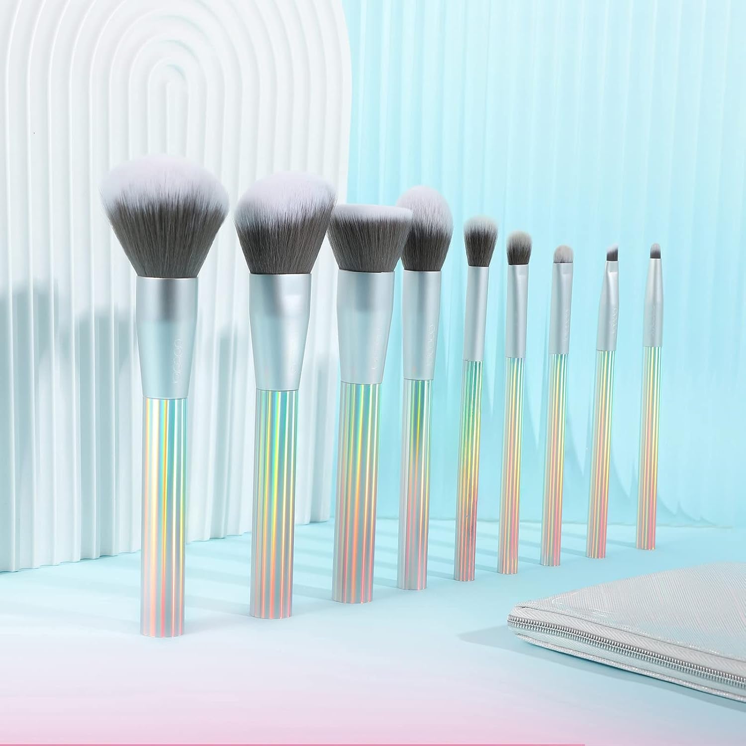 Makeup Brushes  9 Pcs AURORA Makeup Brush Set with Gift Bag Premium Gift Synthetic Kabuki Foundation Blending Face Powder Blush Concealers Eyeshadow Make up Brushes