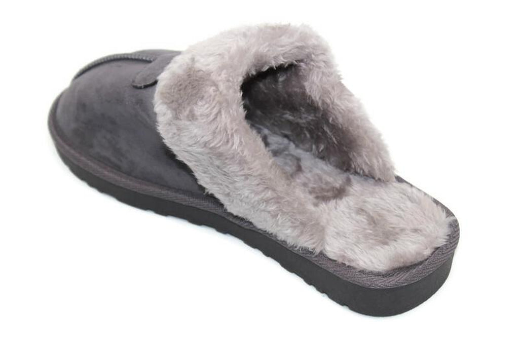 WOMENS LADIES FAUX FUR LINED SLIP on COMFY WARM WINTER SLIPPERS MULES SHOES