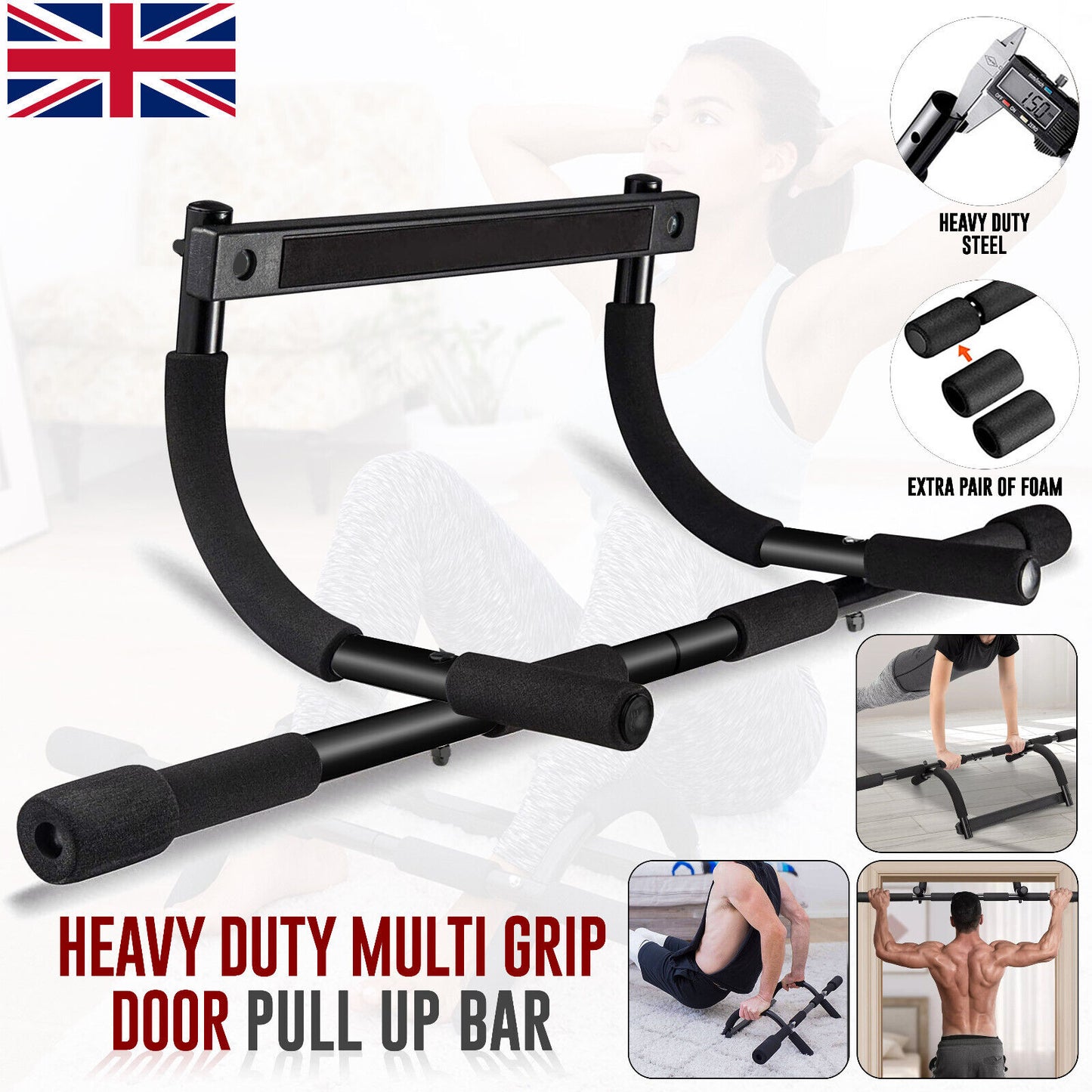 Pull up Bar Doorway Chin up Bar Fitness Home Gym Exercise Strength Work Out Dips
