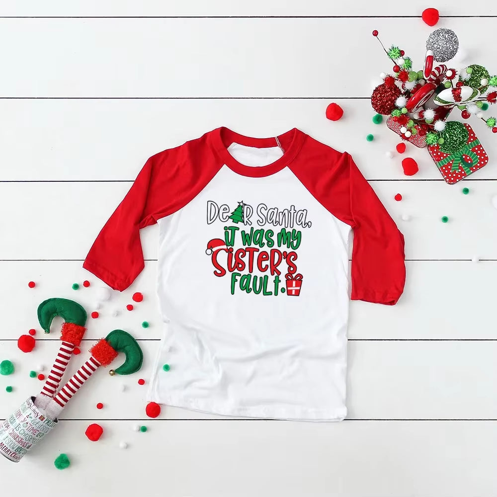 Toddler Christmas Shirt Boys Christmas Shirt Christmas Raglan Funny Long Sleeve Shirt Kids Boys Girls Unisex Holiday Clothes
