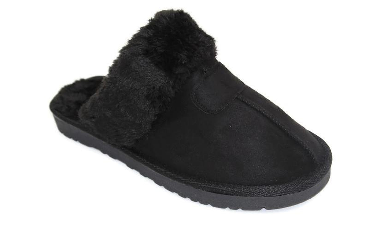 WOMENS LADIES FAUX FUR LINED SLIP on COMFY WARM WINTER SLIPPERS MULES SHOES