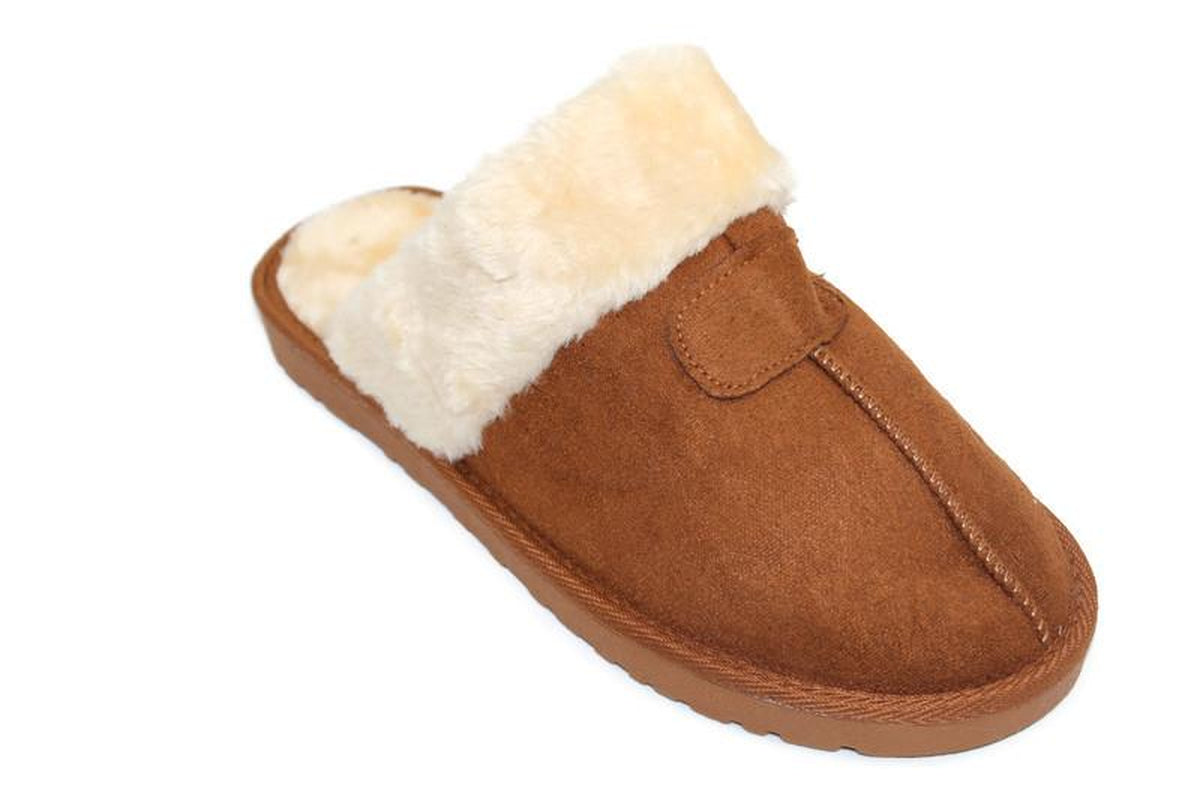 WOMENS LADIES FAUX FUR LINED SLIP on COMFY WARM WINTER SLIPPERS MULES SHOES
