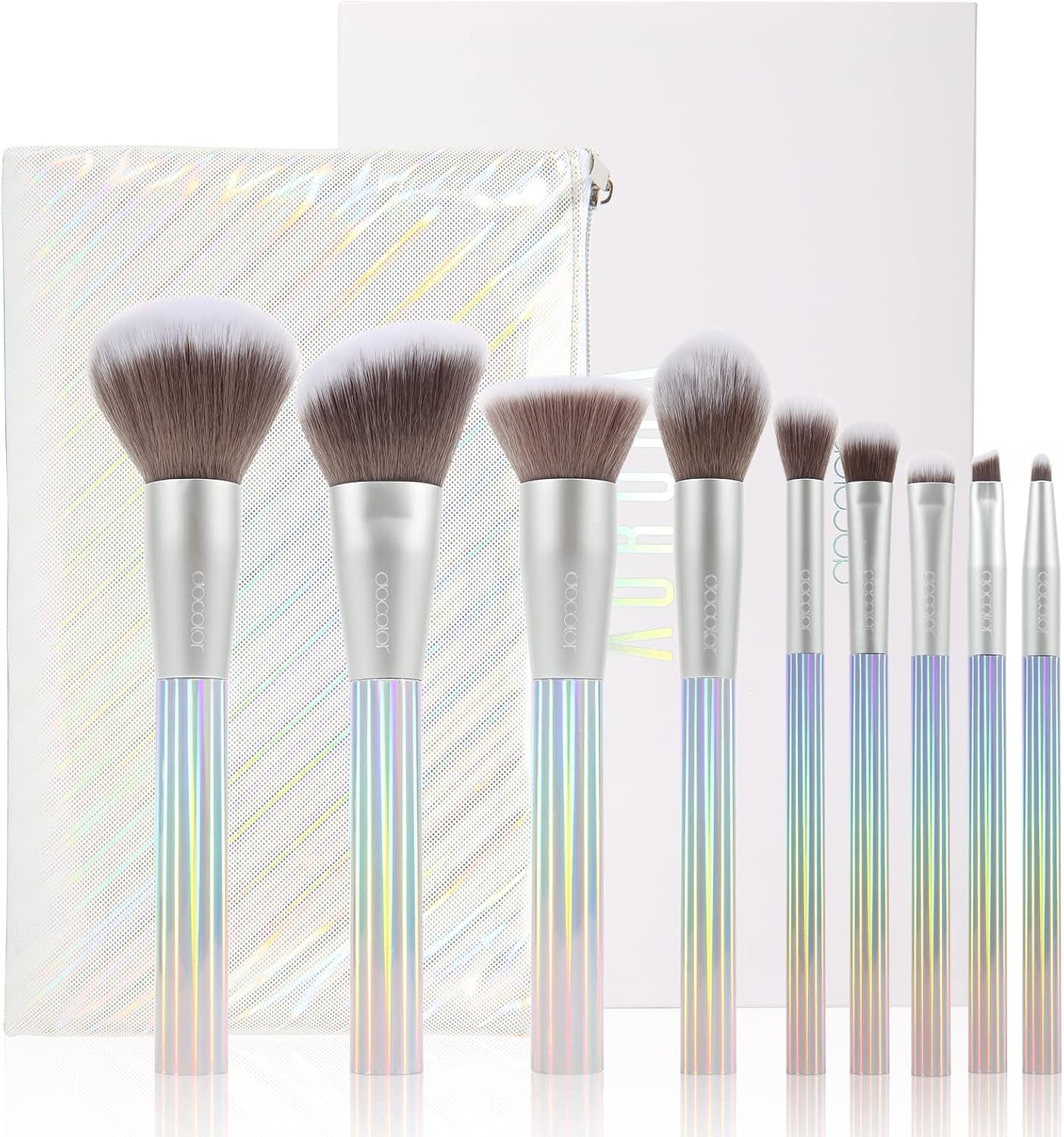 Makeup Brushes  9 Pcs AURORA Makeup Brush Set with Gift Bag Premium Gift Synthetic Kabuki Foundation Blending Face Powder Blush Concealers Eyeshadow Make up Brushes