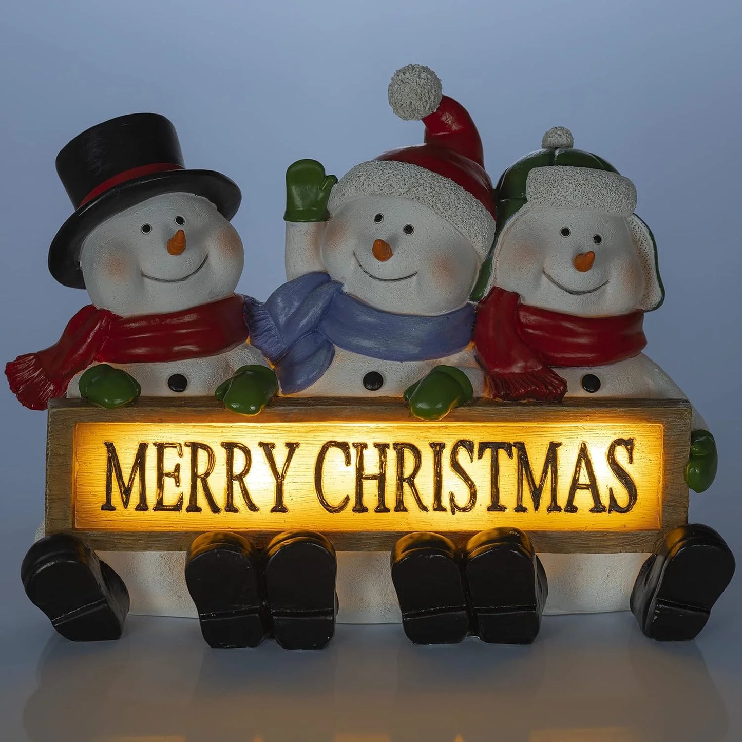 Enchanting LED Snowman Trio - Festive Christmas Decorations to Brighten Your Holiday Spirit