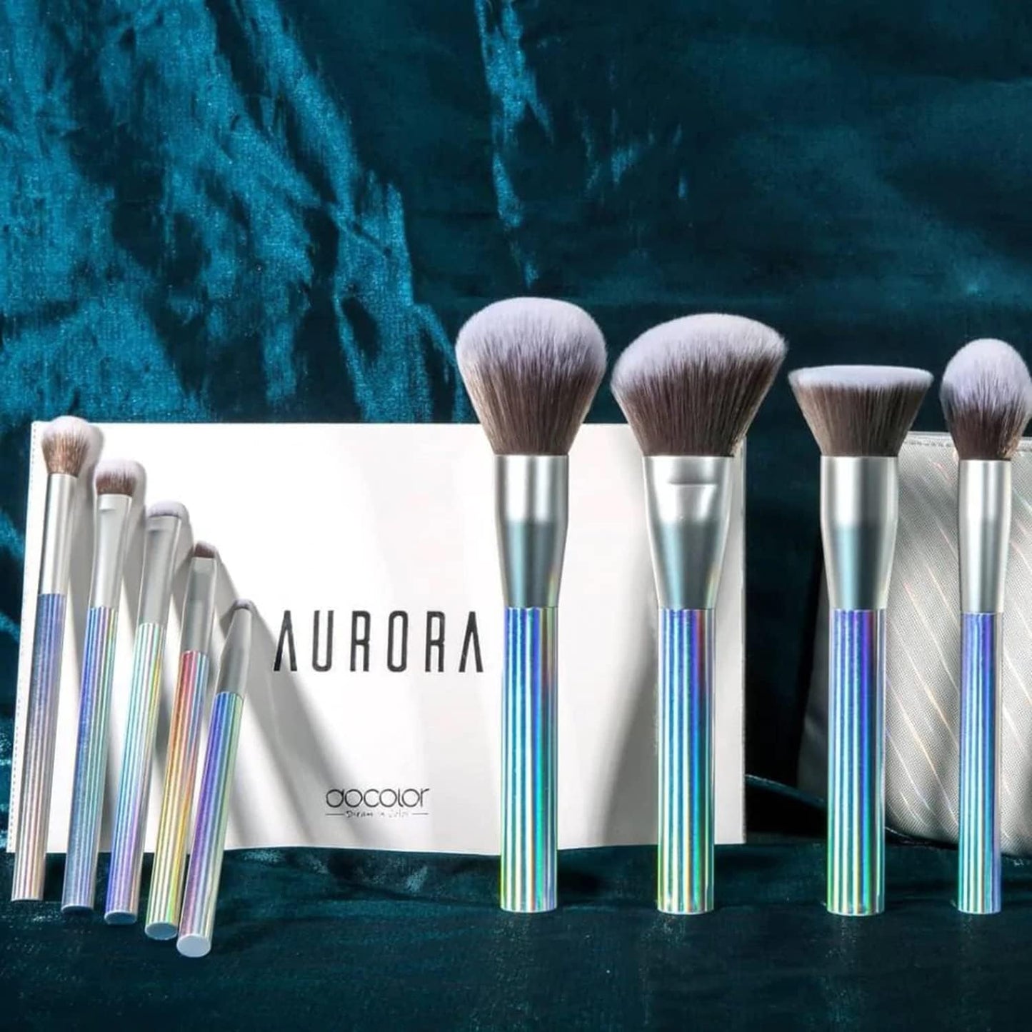 Makeup Brushes  9 Pcs AURORA Makeup Brush Set with Gift Bag Premium Gift Synthetic Kabuki Foundation Blending Face Powder Blush Concealers Eyeshadow Make up Brushes