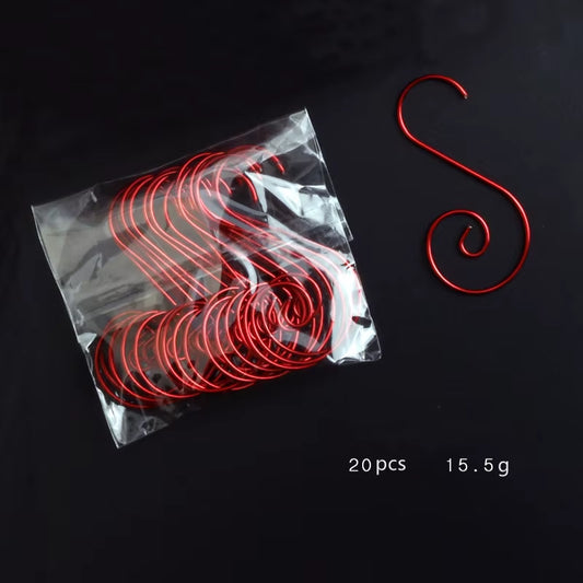 20Pc S-Shaped Christmas Hook DIY Christmas Tree Pendant Four Colors Christmas Doll Hook New Year Festival Decoration Accessories