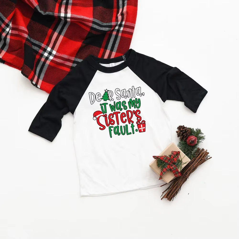 Toddler Christmas Shirt Boys Christmas Shirt Christmas Raglan Funny Long Sleeve Shirt Kids Boys Girls Unisex Holiday Clothes