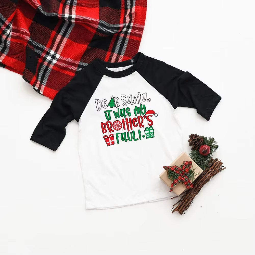 Toddler Christmas Shirt Boys Christmas Shirt Christmas Raglan Funny Long Sleeve Shirt Kids Boys Girls Unisex Holiday Clothes