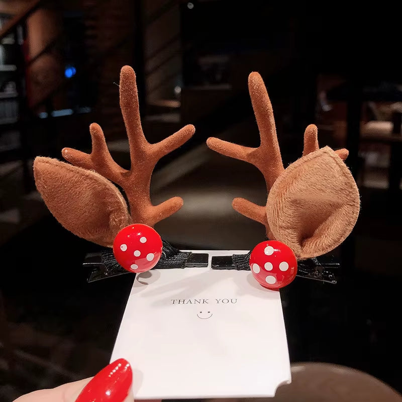 Christmas Hair Clips for Girls Cute Deer Ear Hairpins Hairgrips Kids Christmas Antler Hairpin Barrette Exquisite Christmas Gift