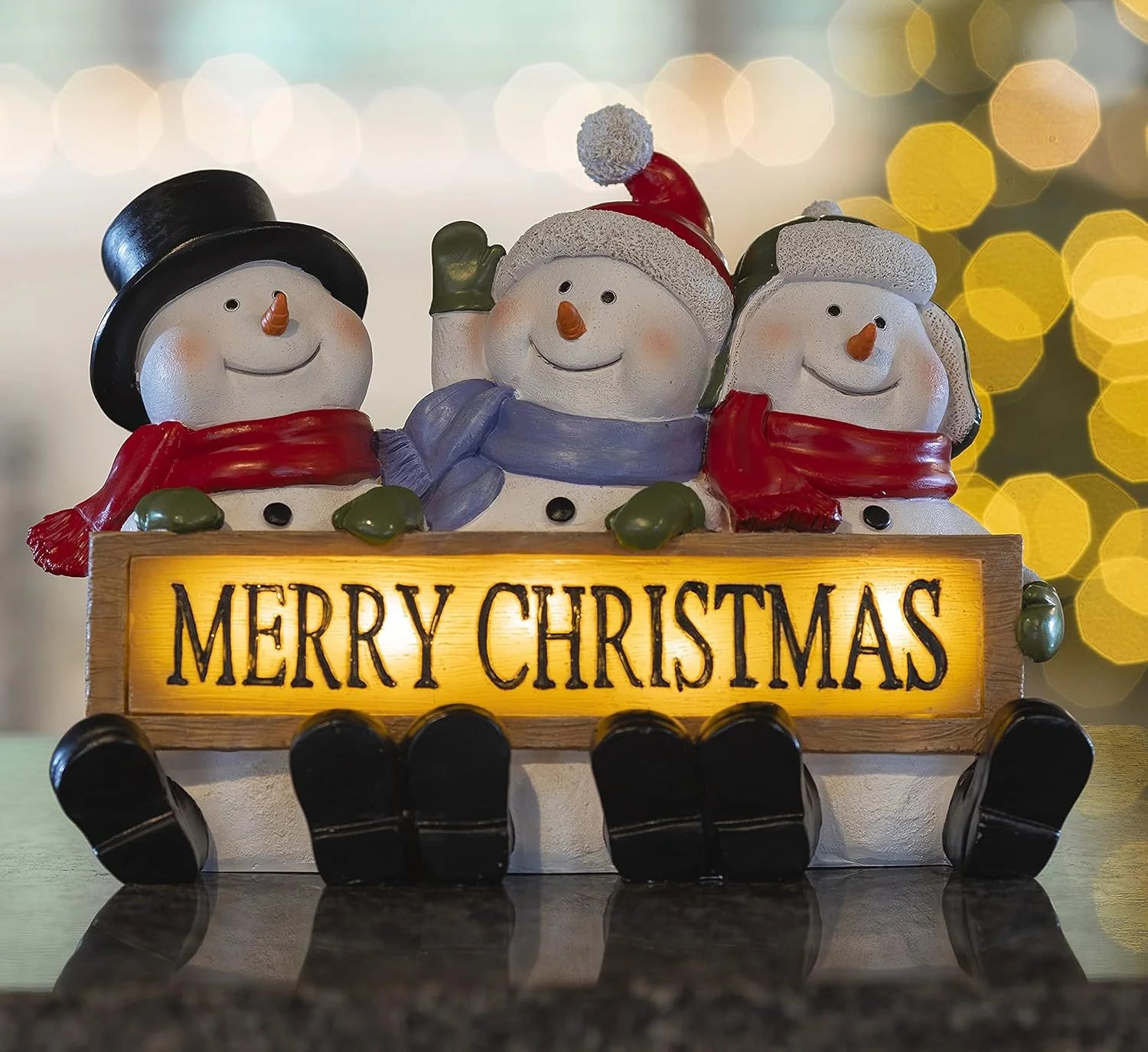 Enchanting LED Snowman Trio - Festive Christmas Decorations to Brighten Your Holiday Spirit