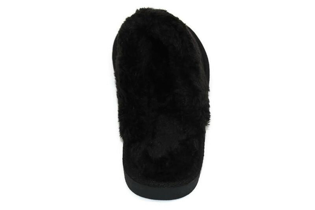 WOMENS LADIES FAUX FUR LINED SLIP on COMFY WARM WINTER SLIPPERS MULES SHOES