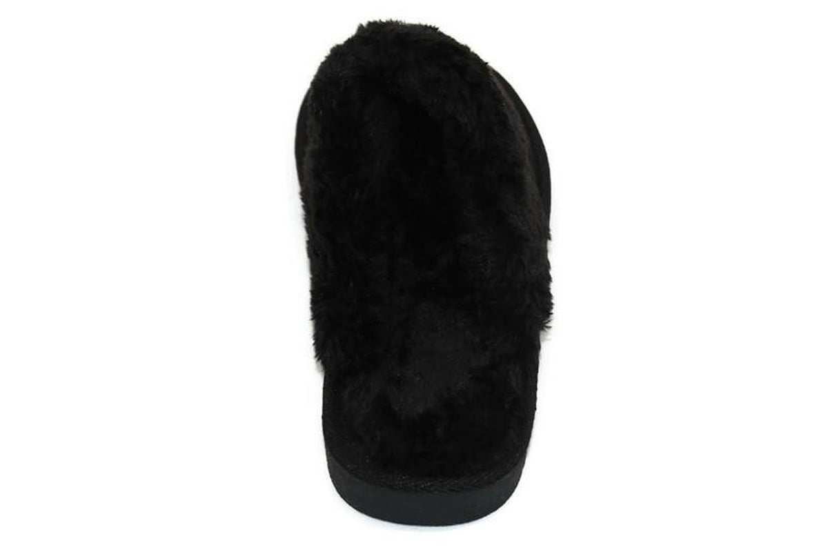 WOMENS LADIES FAUX FUR LINED SLIP on COMFY WARM WINTER SLIPPERS MULES SHOES