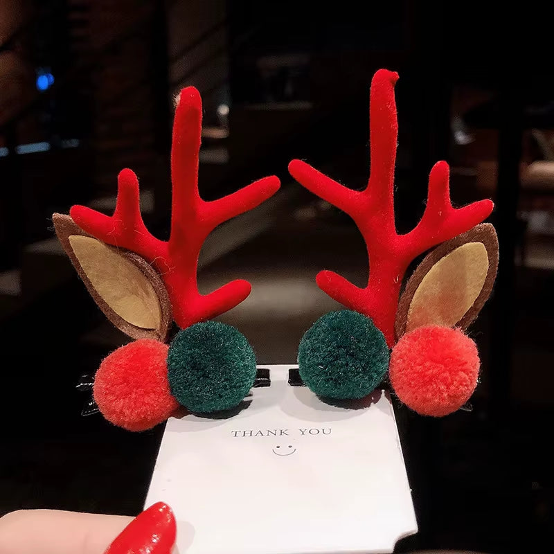 Christmas Hair Clips for Girls Cute Deer Ear Hairpins Hairgrips Kids Christmas Antler Hairpin Barrette Exquisite Christmas Gift