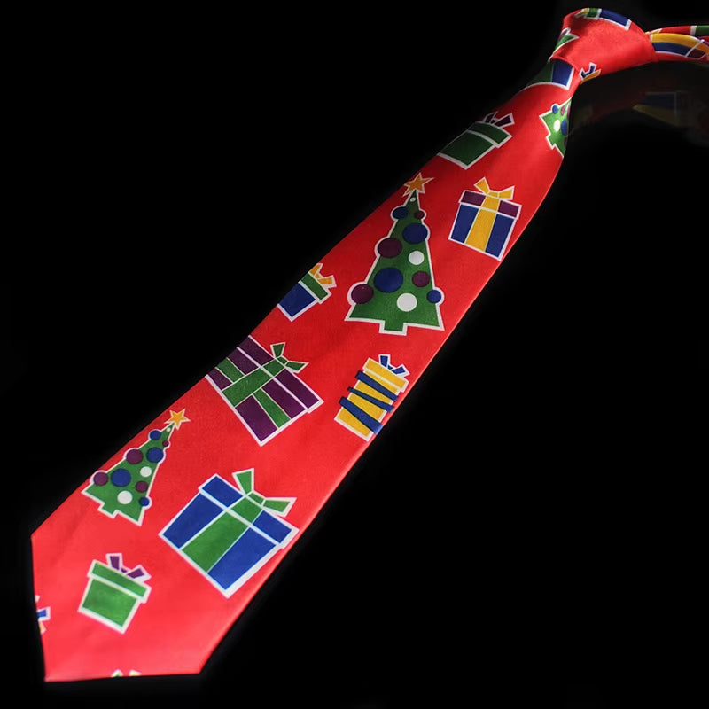 Novelty Design Christmas Ties Red Good Quality Printed Necktie Halloween Christmas Tree Snowman Elk Tie for Men Christmas Gift