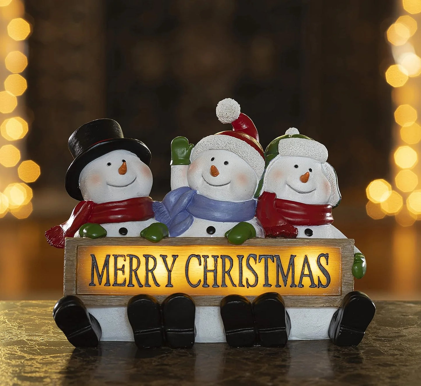 Enchanting LED Snowman Trio - Festive Christmas Decorations to Brighten Your Holiday Spirit